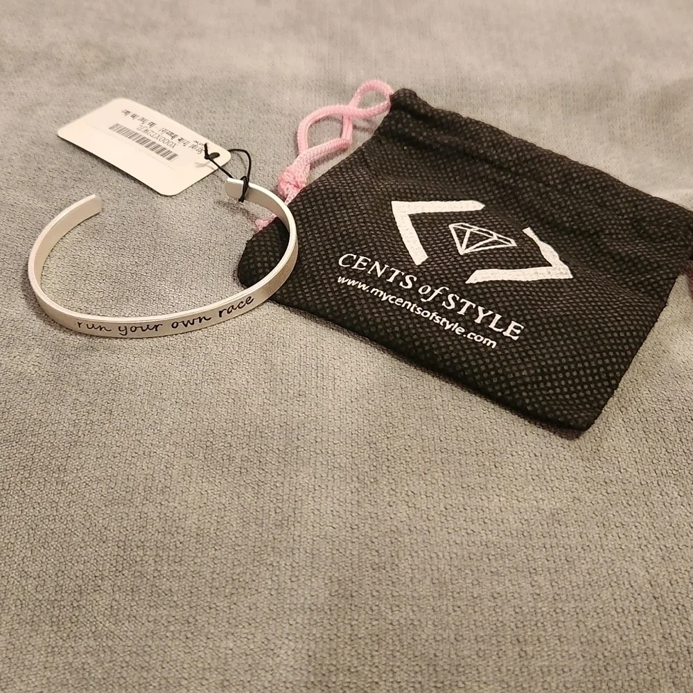 Run Your Own Race Bracelet Silver Tone